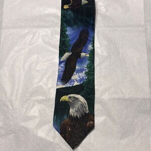 Ralph Marling 1997 Silk Style Eagles Flying Men Tie USA Vintage Y2K Prom Wedding